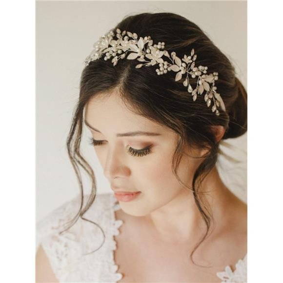 SWEETV Handmade Rhinestone Wedding Headband Flower-Leaf Bridal Headpieces main image 4
